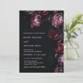 Dark Moody 3D Flowers Wedding Invitation (Debout devant)