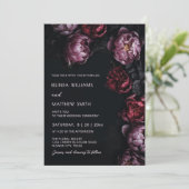 Dark Moody 3D Flowers Wedding Invitation (Debout devant)