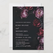 Dark Moody 3D Flowers Wedding Invitation (Devant)