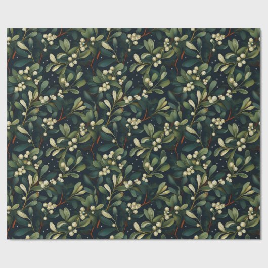 Dark Moody Amerikaanse Mistletoe Winter Holiday Cadeaupapier (Vlak)