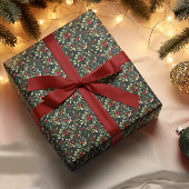 Dark Moody Amerikaanse Mistletoe Winter Holiday Cadeaupapier