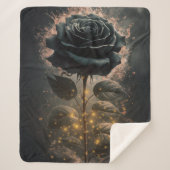 Dark Moody Black Roos Sherpa Deken (Voorkant)