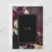 Dark Moody Bloom Stoffig Paarse Zwart Bruiloft Kaart (Achterkant)