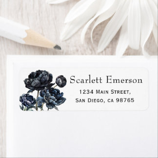 Dark Moody Blue Floral Vrijgezellenfeest Adres Etiket