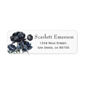 Dark Moody Blue Floral Vrijgezellenfeest Adres Etiket (Voorkant)