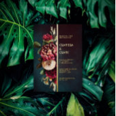 Dark Moody Bold Floral Marsala Wedding Folie Uitnodiging
