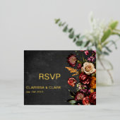 Dark Moody Bold Flower Wedding Carte Postale RSVP (Debout devant)