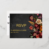 Dark Moody Bold Flower Wedding Carte Postale RSVP (Recto/Verso)