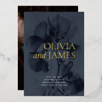 Dark Moody Botanische Bruiloft Foto Save the Date