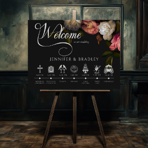 Dark Moody Bourgondië & Crème Pioenen Orde van het Poster