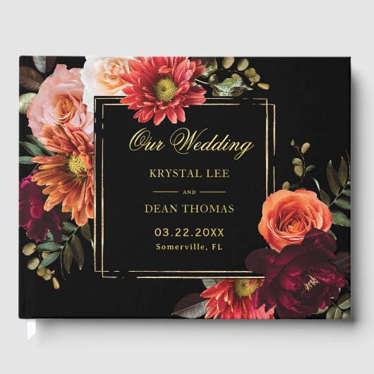 Dark Moody Burgundy Rust Orange Floral Wedding (Recto)