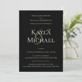 Dark & Moody Custom Wedding Monogram Cream Roos Kaart (Staand voorkant)