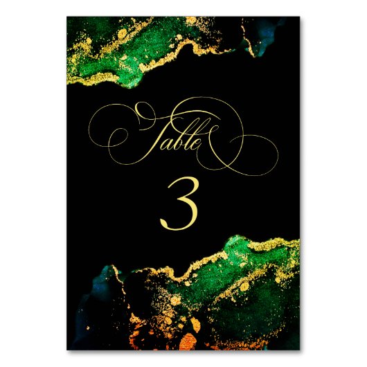Dark Moody Emerald Bronze Abstrait Numéro de table (Dos)