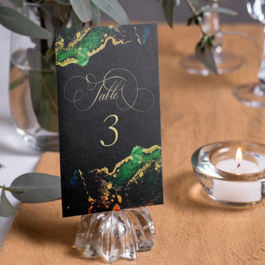 Dark Moody Emerald Bronze Abstrait Numéro de table