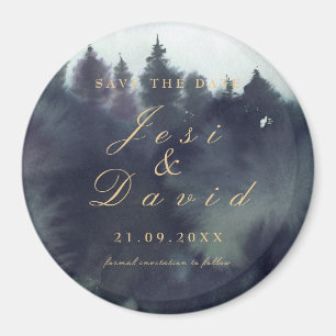 Dark Moody Etheral Forest Wedding Save the Date Magneet