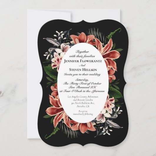 Dark Moody Faire-part de mariage QR Code Botanique (Devant)