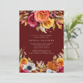 Dark Moody Fall Floral lRomantic Bridal Shower  Kaart (Staand voorkant)