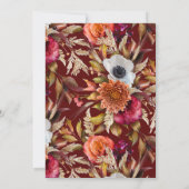 Dark Moody Fall Floral lRomantic Bridal Shower  Kaart (Achterkant)