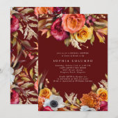 Dark Moody Fall Floral lRomantic Bridal Shower  Kaart (Voorkant / Achterkant)