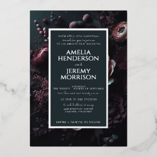 Dark Moody Floral Folie Uitnodiging
