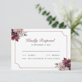 Dark Moody Floral Frame Wedding RSVP Card (Debout devant)