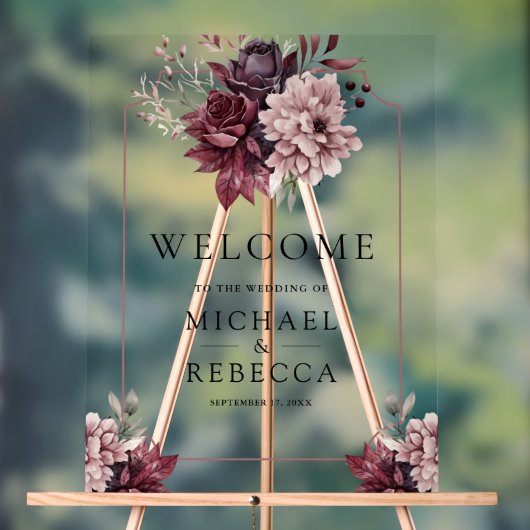 Dark Moody Floral Frame Wedding Welcome (Neutre)