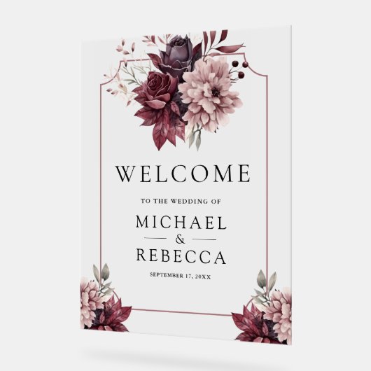Dark Moody Floral Frame Wedding Welcome (Angle)