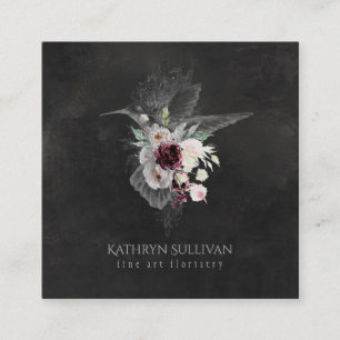 Dark Moody Floral Hummingbird Visitekaartje