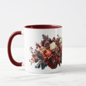 Dark Moody Florals Bourgogne Maroon Koraal Wit Mok (Links)