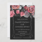 Dark Moody Florals noir rose Invitation (Devant)
