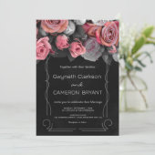 Dark Moody Florals noir rose Invitation (Debout devant)