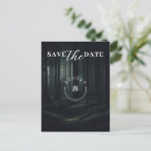 Dark Moody Forest Bomen bij Twilight Save the Date Aankondigingskaart (Staand voorkant)