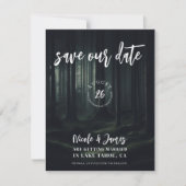 Dark Moody Forest Bomen bij Twilight Save the Date Kaart (Voorkant)
