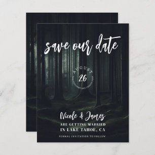Dark Moody Forest Bomen bij Twilight Save the Date Kaart
