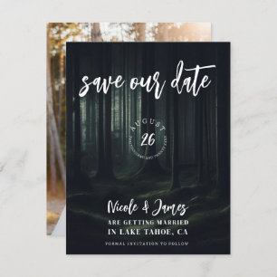 Dark Moody Forest Bomen bij Twilight Save the Date Kaart