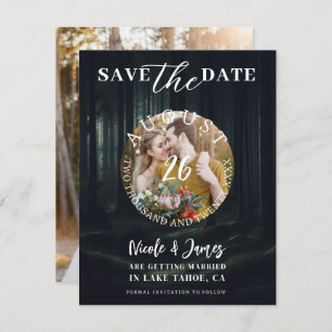 Dark Moody Forest Bomen bij Twilight Save the Date Kaart