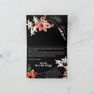 Dark Moody Gothic Bloemen Gevouwen Dank u kaart