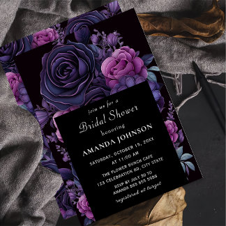 Dark Moody Gothic Paarse Bloem Vrijgezellenfeest Kaart