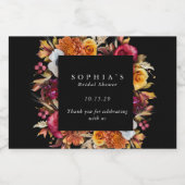 Dark Moody Herfst Floral Romantisch Vrijgezellenfe Sparkling Wijnetiket (Enkel label)