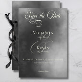Dark Moody Midnight Zwart Mist Bruiloft Save The Date