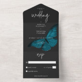 Dark Moody Minimal Blauwgroen Moth Geen Diner Brui All In One Uitnodiging (Binnen)