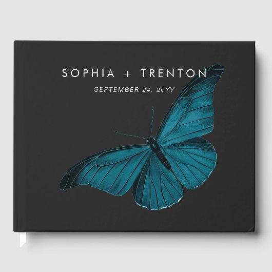 Dark Moody minimale Blauwgroen mot bruiloft Gastenboek (Voorkant)