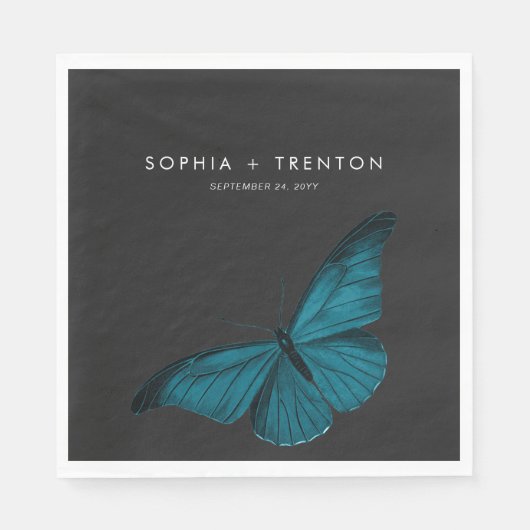 Dark Moody minimale Blauwgroen mot bruiloft Servet (Voorkant)