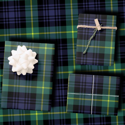 Dark Moody Navy and Forest Green Tartan Plaid Inpakpapier Vel