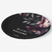 Dark moody noir elegante bordeaux pioenrozen sjabl papieren bordje (Gekanteld)