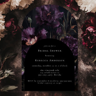 Dark Moody Paarse Gotische Bloemen Vrijgezellenfee Kaart