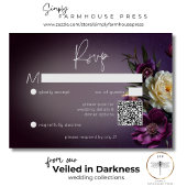 Dark Moody Paarse Lavendel Bloemen Modern QR Code RSVP Kaartje