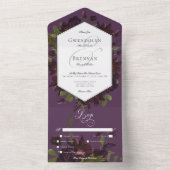 Dark Moody Paarse Waterverf Bloemendiner All In One Uitnodiging (Binnen)