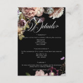 Dark Moody Pastel Opulent Bloemen Zwart Details Informatiekaartje (Voorkant)
