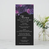 Dark Moody Purple Gothical Florals Menu Mariage (Debout devant)